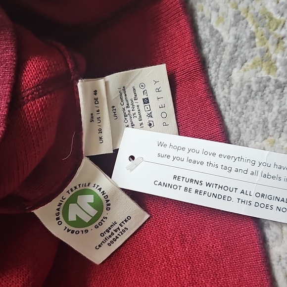 NWT Poetry Jacket Double Knit Organic Cotton 16 Cardigan Button Up Maroon Red - Picture 5 of 7